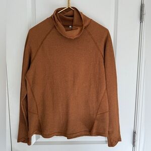 Kuhl Women's cow Neck waffle knit shirt in Rust Brown- large